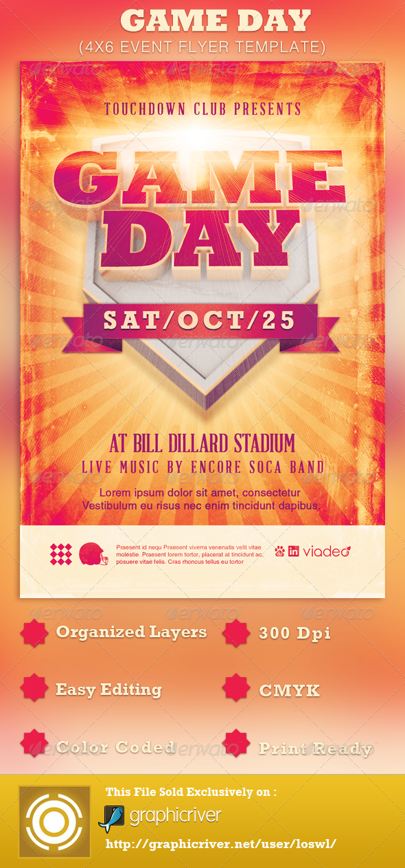 Game Day Event Flyer Template by loswl GraphicRiver